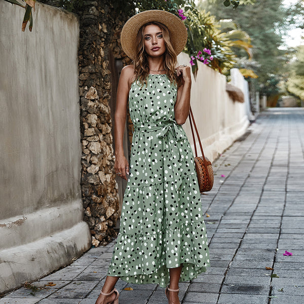 Originelles Design Bohème Polka-Dot-Druck Sommerkleid Strandkleid