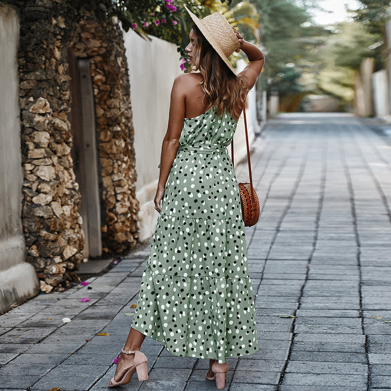 Originelles Design Bohème Polka-Dot-Druck Sommerkleid Strandkleid