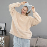 Herbst/Winter Damen Koralle Fleece Pyjamas/Hausanzug Mit Schal